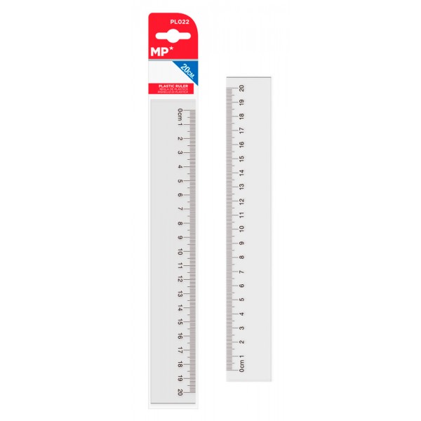 MP πλαστικός χάρακας PL022, 20cm, διάφανος - Γραφική Ύλη