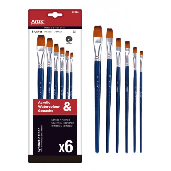 ARTIX PAINTS σετ πινέλων ζωγραφικής PP228, μπλε, 6τμχ - Γραφική Ύλη
