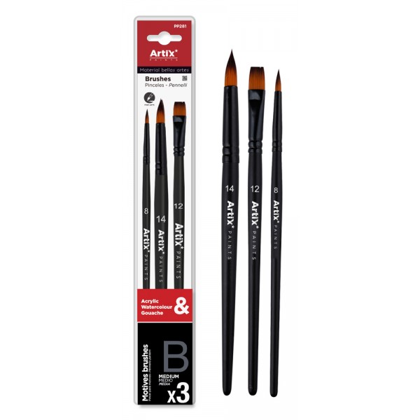 ARTIX PAINTS σετ πινέλων ζωγραφικής PP281, μαύρο, 3τμχ - Γραφική Ύλη