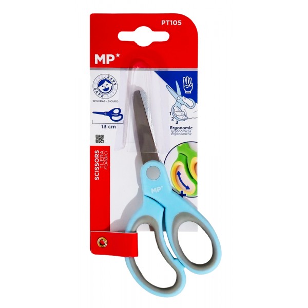 MP παιδικό ψαλίδι χαρτιού PT105, μεταλλική λεπίδα, 13cm, γαλάζιο - Γραφική Ύλη