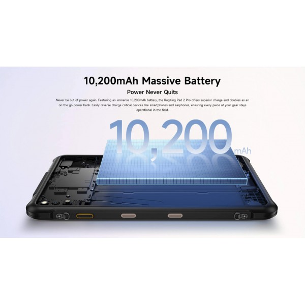 ULEFONE tablet RugKing Pad 2 Pro, 10.1", 8/256GB, 10200mAh, IP68/IP69K/MIL-STD-810H, 4G, μαύρο