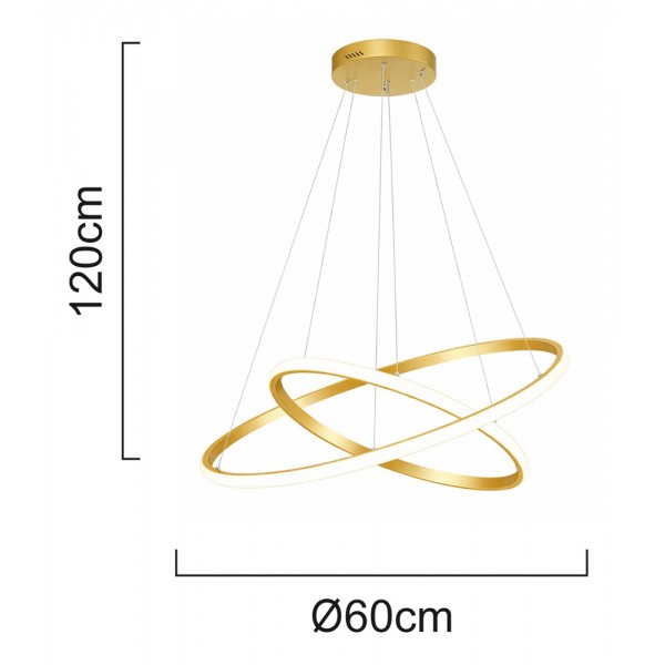 POWERTECH LED φωτιστικό οροφής PT-1528, 40W, 4000K, Φ60x120cm, χρυσό