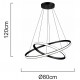 POWERTECH LED φωτιστικό οροφής PT-1529, 60W, 4000K, Φ80x120cm, μαύρο