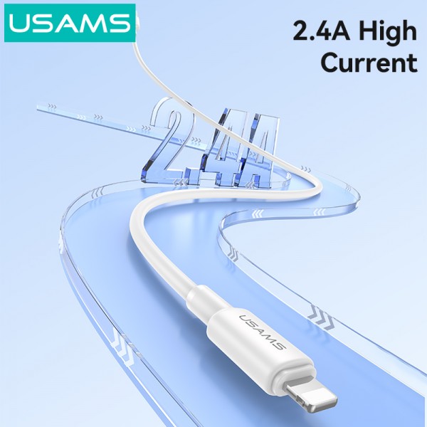 USAMS καλώδιο Lightning σε USB SJ762, 2.4A 12W, 480Mbps, 1m, λευκό - USAMS