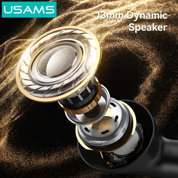 USAMS earphones με θήκη φόρτισης E05, True Wireless, BT 6.0, μαύρα - Ακουστικά - Bluetooth