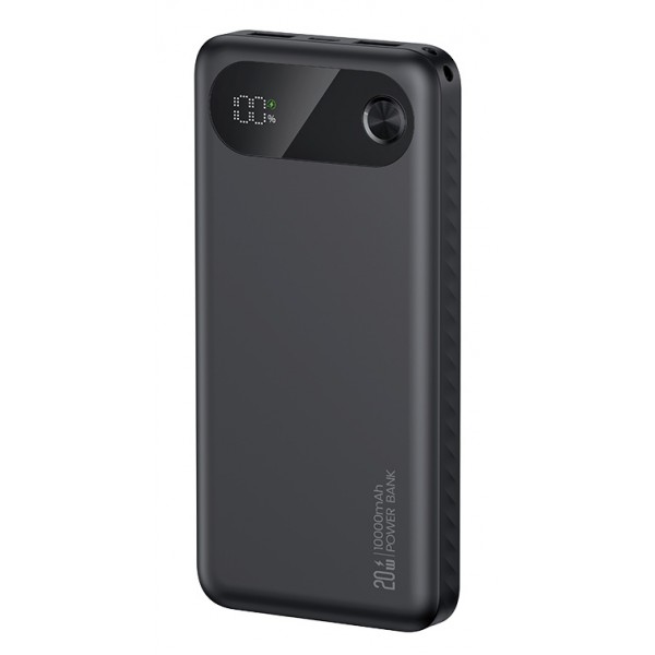 USAMS power bank CD249 με οθόνη, 3x θύρες εξόδου, 10000mAh, PD20W, μαύρο - Mobile