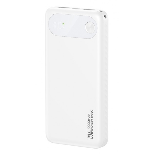 USAMS power bank CD249 με οθόνη, 3x θύρες εξόδου, 10000mAh, PD20W, λευκό - Power Bank