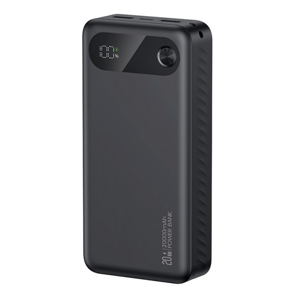 USAMS power bank CD251 με οθόνη, 3x θύρες εξόδου, 20000mAh, PD20W, μαύρο - Mobile