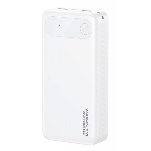 USAMS power bank CD251 με οθόνη, 3x θύρες εξόδου, 20000mAh, PD20W, λευκό - Mobile