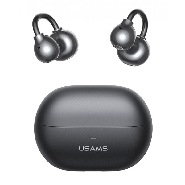 USAMS earphones με θήκη φόρτισης Echo R02, OWS, Φ11mm, 50/300mAh, μαύρα - Ακουστικά - Bluetooth