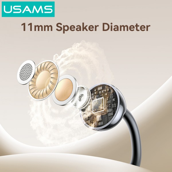 USAMS earphones με θήκη φόρτισης Echo R02, OWS, Φ11mm, 50/300mAh, μαύρα - Ακουστικά - Bluetooth