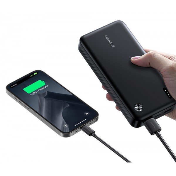 USAMS power bank CD254, 2x θύρες εξόδου, 20000mAh, 10W, μαύρο