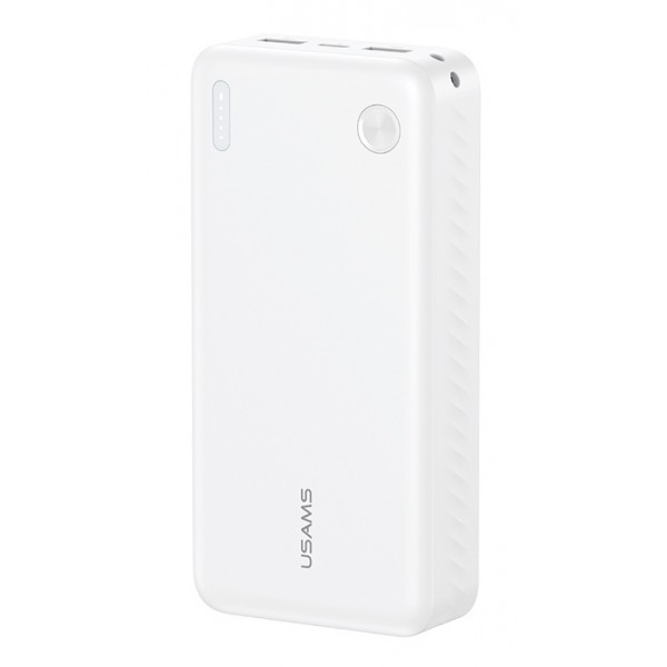 USAMS power bank CD254, 2x θύρες εξόδου, 20000mAh, 10W, λευκό - 