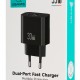 USAMS φορτιστής τοίχου CC317, USB & USB-C, 33W, GaN, μαύρος