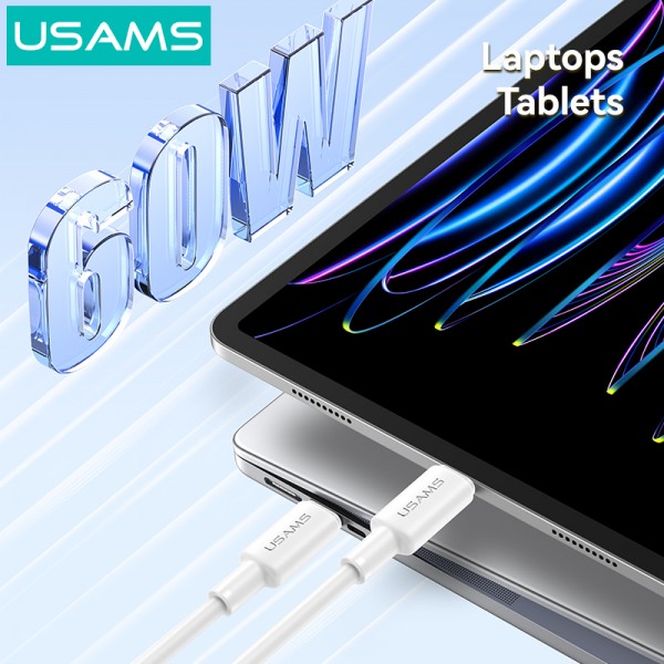 USAMS καλώδιο USB-C SJ763, 60W, 480Mbps, 1m, λευκό - USAMS