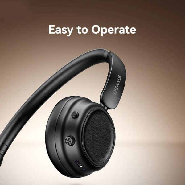 USAMS headphones SR01, ασύρματα, ANC, Φ40mm, 350mAh, μαύρα
