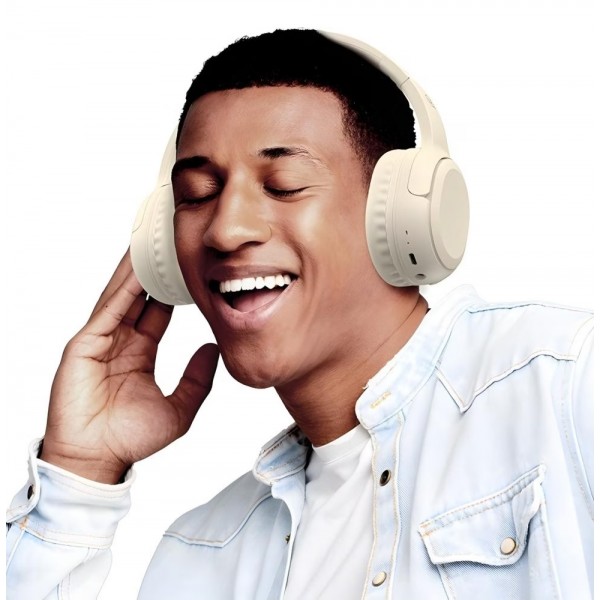 USAMS headphones YG23, ασύρματα & ενσύρματα, Φ40mm, 300mAh, μπεζ - Ακουστικά - Bluetooth