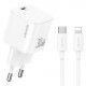 USAMS φορτιστής τοίχου CC262 με καλώδιο Lightning, 30W, GaN, λευκός