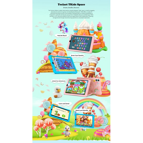 TECLAST tablet P85 Kids, 8", 3/64GB, Android 15, 5000mAh, ροζ