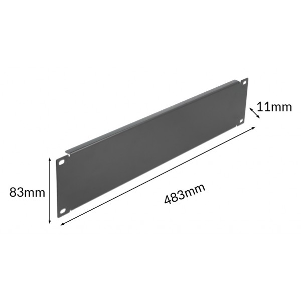POWERTECH κάλυμμα panel NETW-0050 για rack 19"/2U, μεταλλικό, μαύρο