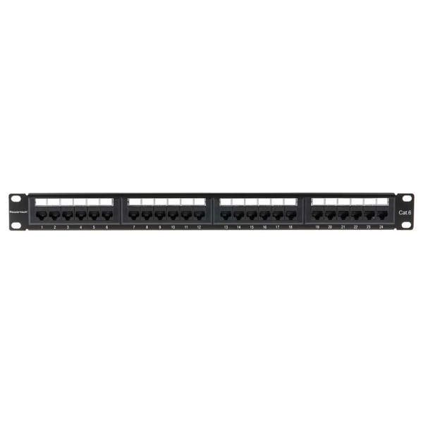 POWERTECH patch panel NETW-0046 για rack 19"/1U, 24 θυρών, CAT 6 UTP, μαύρο