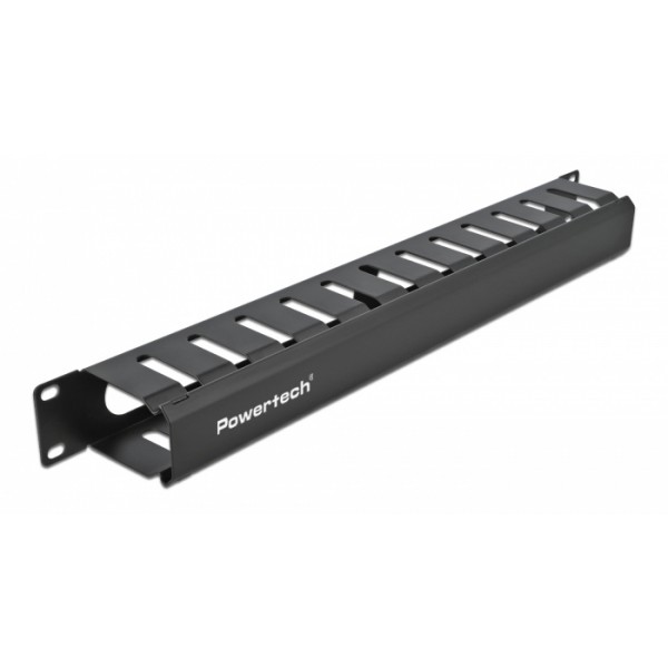 POWERTECH cable management NETW-0047 για rack 19"/1U, μεταλλικό, μαύρο - 