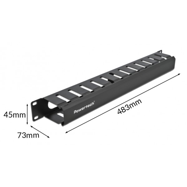 POWERTECH cable management NETW-0047 για rack 19"/1U, μεταλλικό, μαύρο