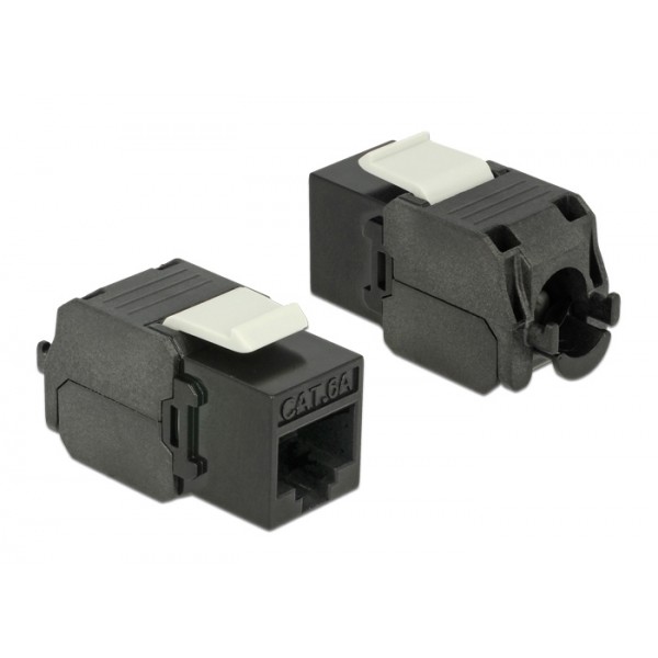 POWERTECH keystone module RJ45 female CAB-N450, Cat.6Α UTP 180°, μαύρο - Powertech