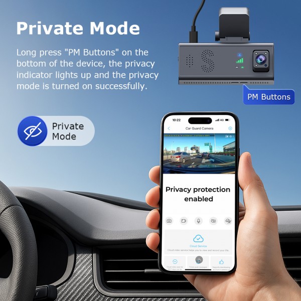 SECTEC smart κάμερα αυτοκινήτου ST-CC09-GPS-EU, μπροστινή/καμπίνας, 1080p, 4G, GPS