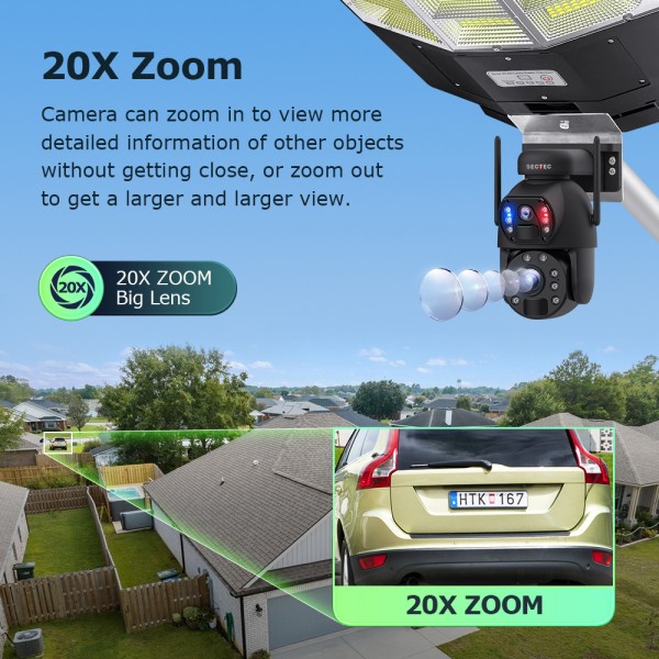 SECTEC smart ηλιακή κάμερα ST-LC598-EU με προβολέα, dual lens, 3MP, 4G, SD, PTZ, IP66