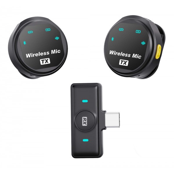 UPTECH ασύρματα μικρόφωνα UPWS-08 με θήκη φόρτισης, USB-C, 2.4GHz, μαύρο - Αξεσουάρ κινητών