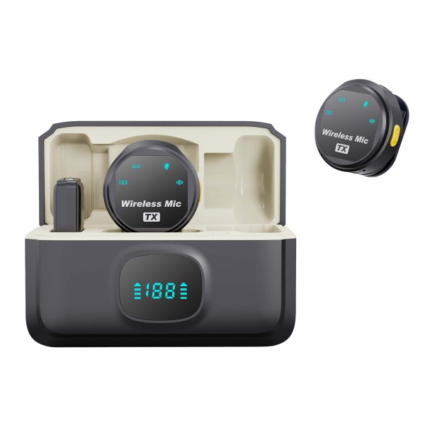 UPTECH ασύρματα μικρόφωνα UPWS-08 με θήκη φόρτισης, USB-C, 2.4GHz, μαύρο - Αξεσουάρ κινητών