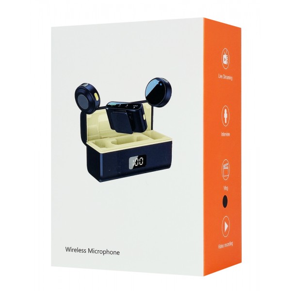 UPTECH ασύρματα μικρόφωνα UPW-M9MAX με θήκη φόρτισης, USB-C, 2.4GHz, μαύρο