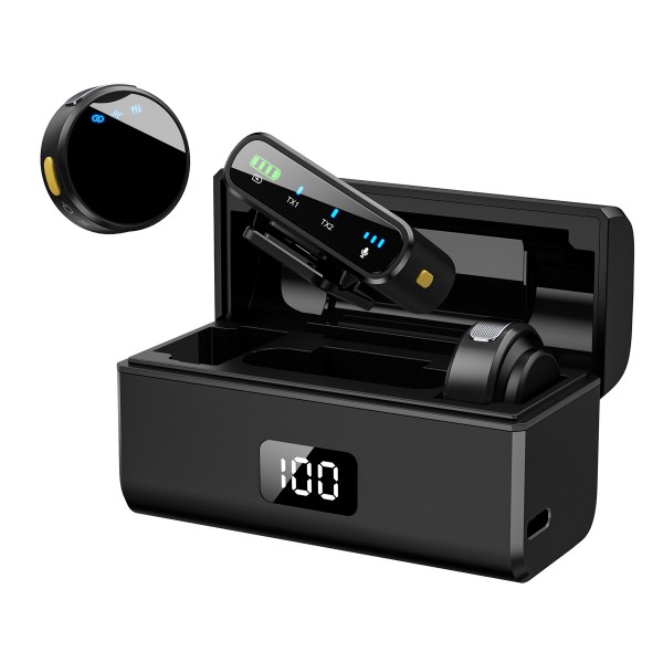 UPTECH ασύρματα μικρόφωνα UPW-M9MAX με θήκη φόρτισης, USB-C, 2.4GHz, μαύρο - Αξεσουάρ κινητών