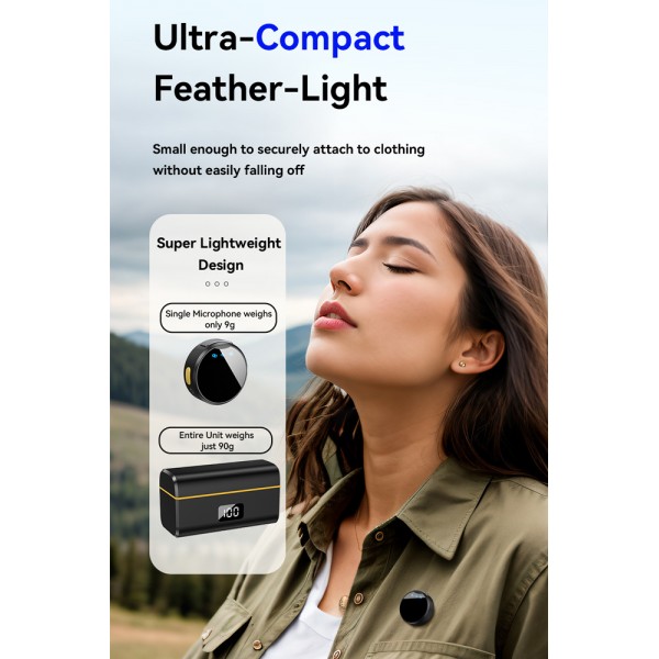 UPTECH ασύρματα μικρόφωνα UPW-M9MAX με θήκη φόρτισης, USB-C, 2.4GHz, μαύρο - Αξεσουάρ κινητών