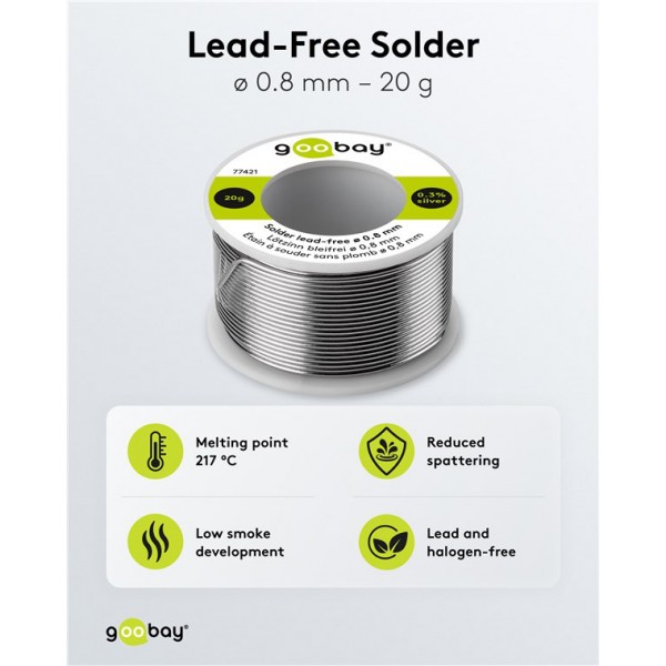 GOOBAY σύρμα συγκόλλησης 77421, Φ0.8mm, lead free, 20g