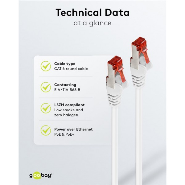 GOOBAY καλώδιο δικτύου 93508, CAT 6 S/FTP, copper, 250MHz, 30m, λευκό