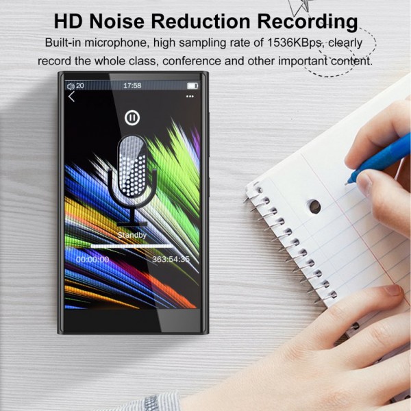 RUIZU MP3 player H10 με οθόνη αφής 3.8", 16GB, Bluetooth, μαύρο