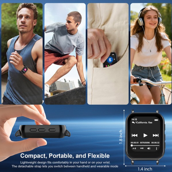 RUIZU MP3 player M8, 1.54", 32GB, Bluetooth, ελληνικό μενού, μαύρο