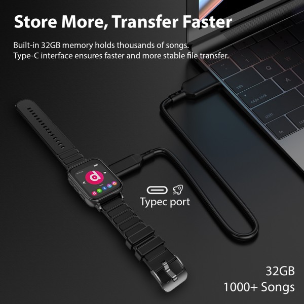 RUIZU MP3 player M8, 1.54", 32GB, Bluetooth, ελληνικό μενού, μαύρο