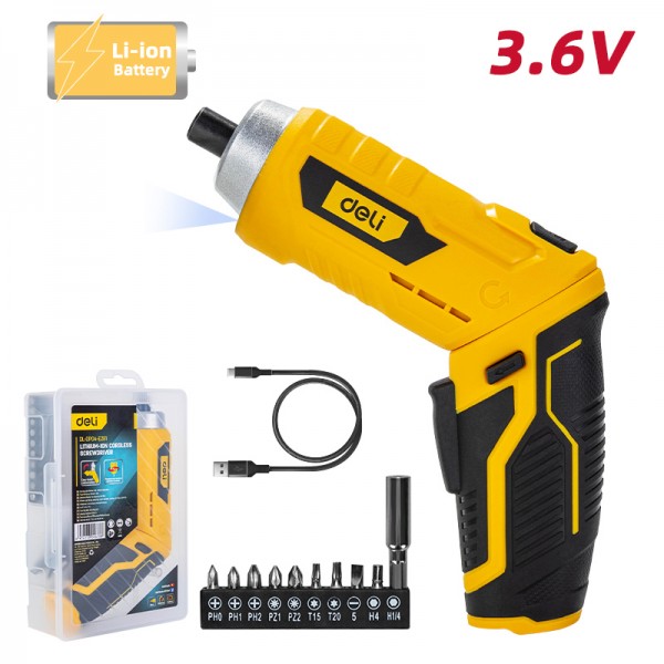 DELI κατσαβίδι μπαταρίας με μύτες DL-DP04-E2B1, LED φακός, 1500mAh - Service & Εργαλεία