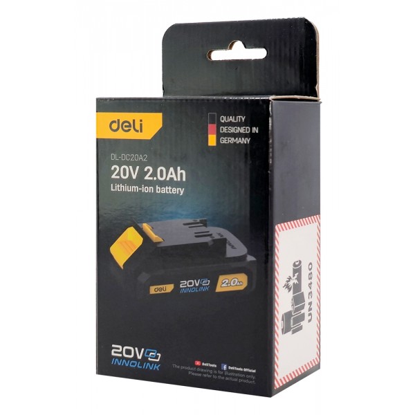 DELI μπαταρία λιθίου για εργαλεία μπαταρίας DL-DC20A2, 20V 2Ah
