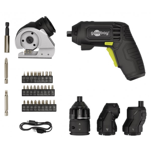 GOOBAY 4 σε 1 κατσαβίδι μπαταρίας με μύτες & εξαρτήματα 77817, LED φακός, 1500mAh - 