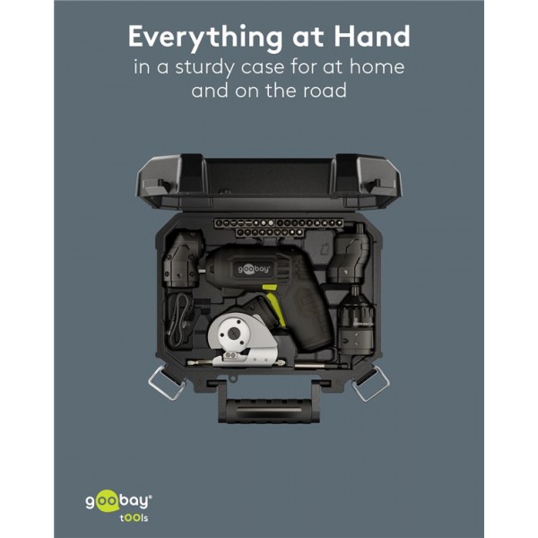 GOOBAY 4 σε 1 κατσαβίδι μπαταρίας με μύτες & εξαρτήματα 77817, LED φακός, 1500mAh