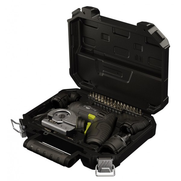 GOOBAY 4 σε 1 κατσαβίδι μπαταρίας με μύτες & εξαρτήματα 77817, LED φακός, 1500mAh