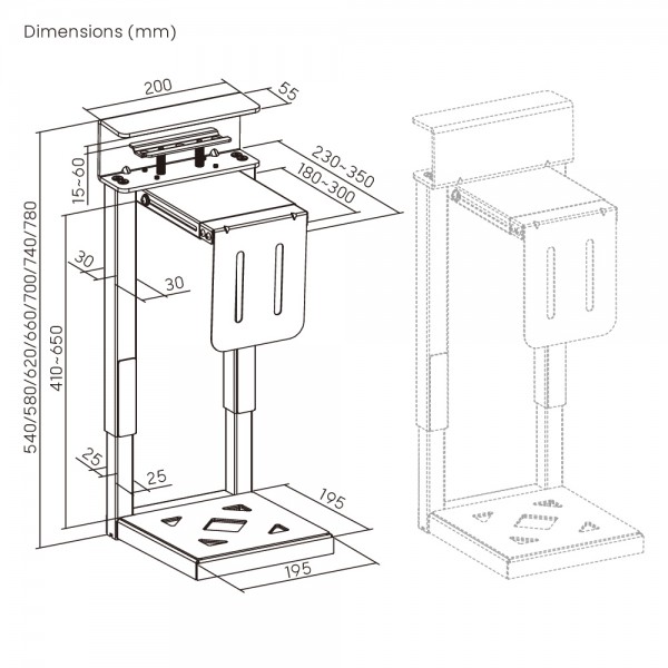 BRATECK βάση γραφείου για PC CPB29-01, universal, μεταλλική, έως 30kg