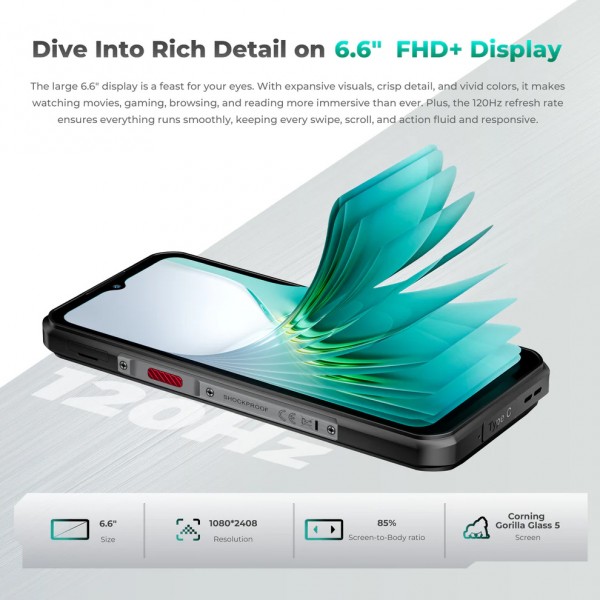 OUKITEL smartphone WP62, 6.6", 12/512GB, 5G, 11000mAh, IP68/IP69K/MIL-STD-810H, ασημί