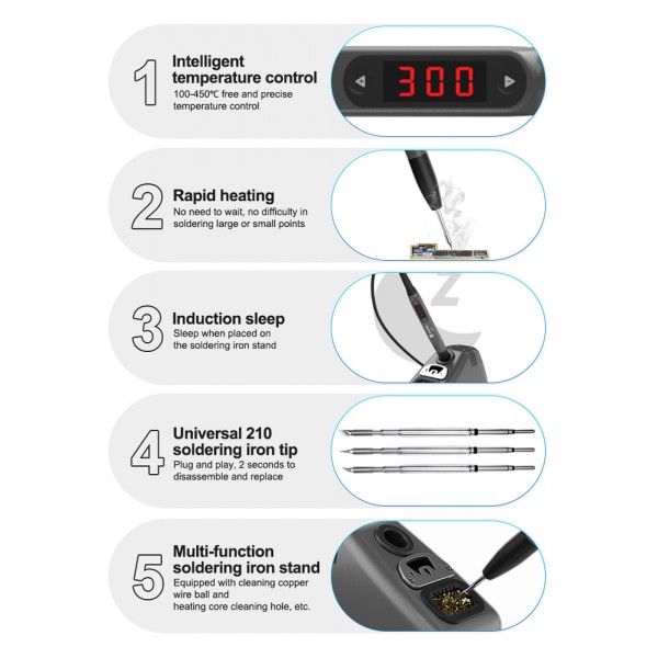 SUNSHINE σταθμός κόλλησης 210 Pro με κολλητήρι, 110W, 100~450 °C