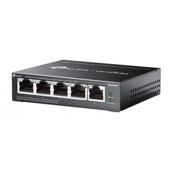 TP-LINK easy managed switch ES205GP, 5x Gigabit θύρες, PoE+, V1.0