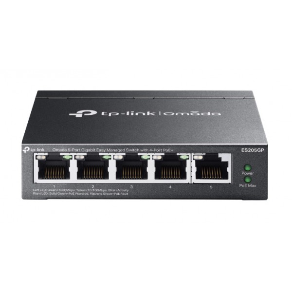 TP-LINK easy managed switch ES205GP, 5x Gigabit θύρες, PoE+, V1.0 - Περιφερειακά